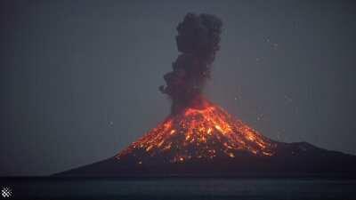 footage from 25th October 2018 showing Krakatau volcano erupting spectacularly in Indonesia.