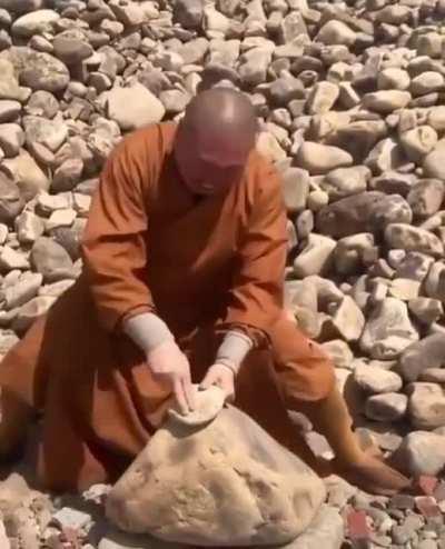 Monk Destroying Stone’s With His Fingers