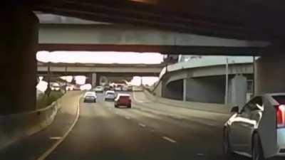 Car Flips Off Ramp on I-395, DC