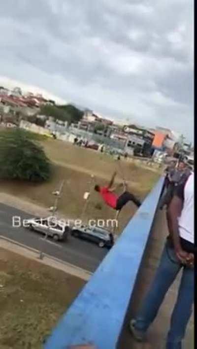 To back-lit off a bridge