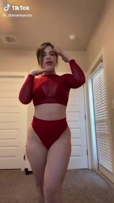 Great bank in sexy red outfit