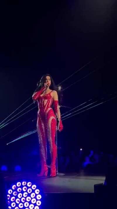 Wow she looks great in a red Mugler bodysuit