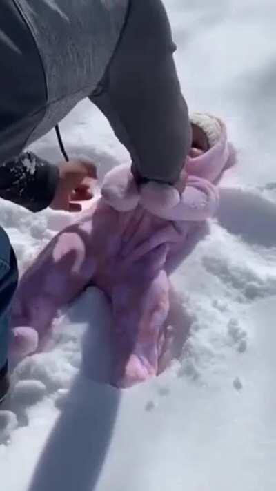 Babies first snow angel