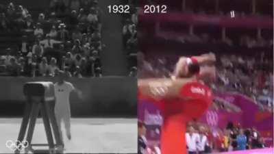 Gold medal-winning vaults 80 years apart (Men's Gymnastics)