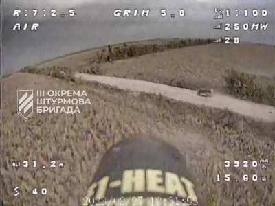 Ukrainian FPV Drones hitting Russian vehicles all of them on the same road