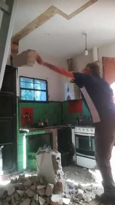 WCGW knocking down a beam in a kitchen