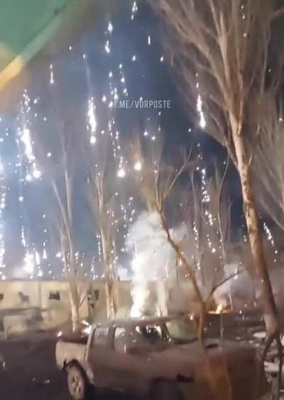 Ukrainian soldier near the city of Vuhledar shows what it looks like to be attacked by incendiary shells from the Russian forces.