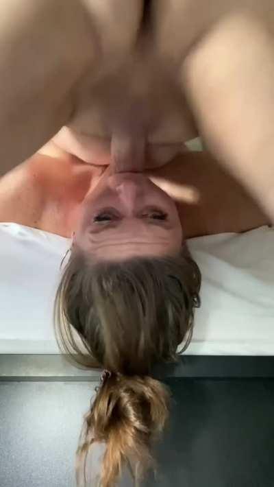 Gulping down Daddys cum after a enjoyable face fuck