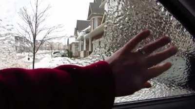 Breaking an ice window