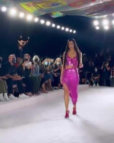 Walking for Versace in Milan Fashion Week