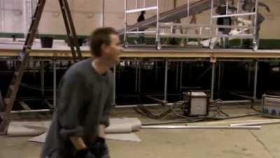 Ewan McGregor, Ray Park and Liam Neeson practicing their lightsaber skills, and other behind the scenes stuntwork, for the climactic duel in 