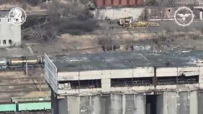 Russian observation post in Avdivka coke plant destroyed by FPV drone.