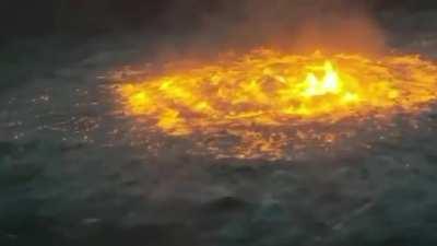 Ocean on fire as underwater pipeline in Gulf of Mexico burst.