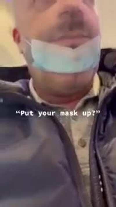 Dude tricks people with a hyper realistic face mask.