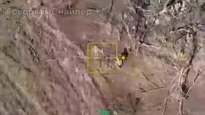 Said to be a test of an autonomous FPV drone against a russian soldier by the 118th Brigade. The operator doesn't fly the drone manually anymore and instead just selects a target; the drone then steers itself into it.