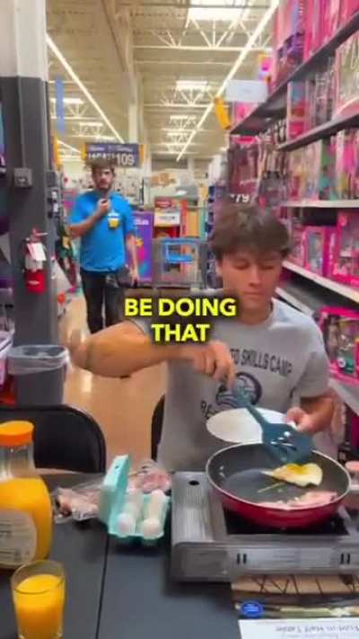 MC cooking inside a Walmart