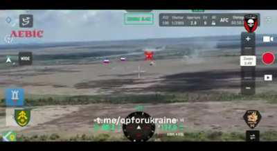 Ukrainian 14th Sep. Special Battalion &quot;OPFOR&quot; posted a video showing the defeat of a large scale Russian armored assault seen from some distance. With UA 72nd and 31st Mech. Brigades, artillery targeted incoming infantry and armored vehicles.