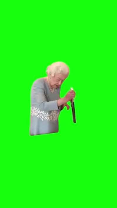 Green Screen template of the currently trending vdo of Queen Elizabeth