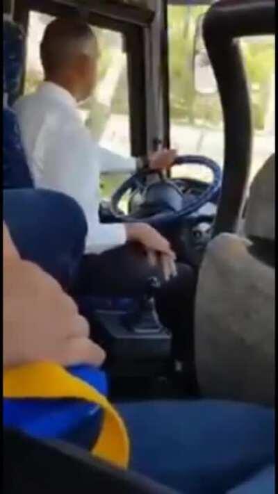 This bus driver gear shifting gracefully