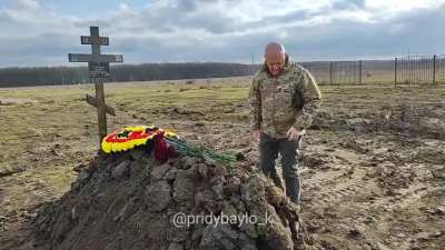 Former CEO and founder of Russian private military company (WAGNER) Yevgeny Prigozhin visits a massive gravesite full of deceased Russian mercenaries before his late death on the 23 August 2023 