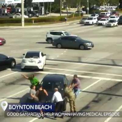 INCREDIBLE MOMENT: Boynton Beach police sent this video out in the hopes to honor the people who got out of the car to help the woman who had a medical episode while driving.