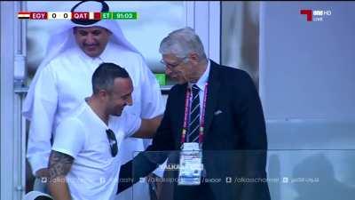 Wenger and Cazorla in the Arab Cup 3rd place match between Egypt and Qatar.