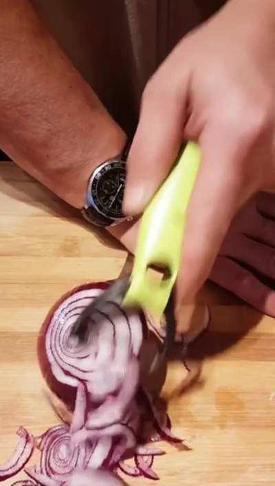 Today i has learned that you can use a potato peeler to slice an onion.