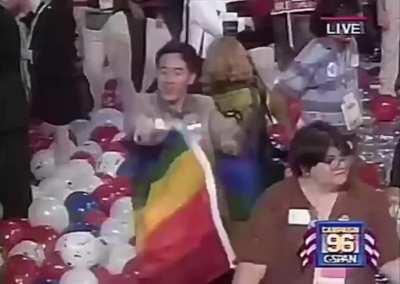 DNC in 1996 dancing ‘Macarena’ after nominating Bill Clinton for president