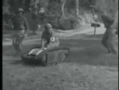 German soldiers playing with the &quot;goliath&quot; RC bomb...