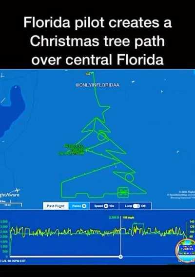 A Florida pilot draws a Christmas tree path over Central Florida. Pretty cool!