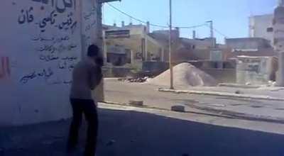 Almost point blank RPG hit on Syrian T64 during the early days of the Syrian civil war.