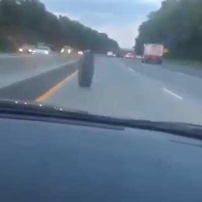 Might crash from runaway tire