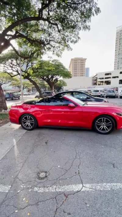 This guy parked and blocked the sidewalk across from the Hawaii convention center where many seniors and disabled in wheelchair often pass by. I told him to please not block the sidewalk and his response 😂🤣😂🤣