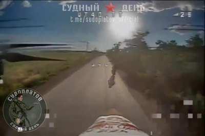 FPV strike on UAF soldier riding a motorbike. 