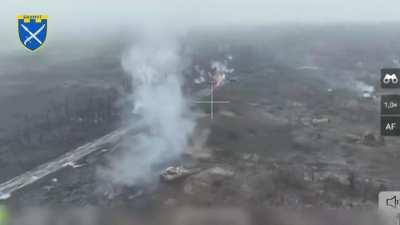 Bradley FV working on Avdiivka direction. Taking out Russian Soldiers in the tree line