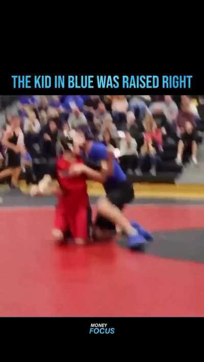 The kid in blue was raised right 