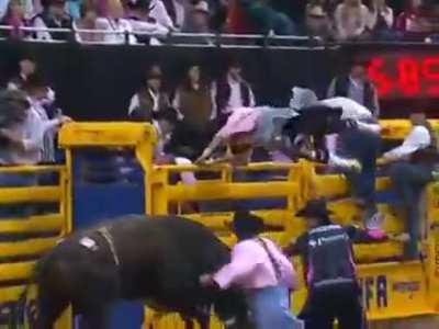 Protecting a bull rider