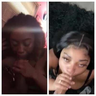 Sloppy blowjob battle who won? I got the hoe on left winning