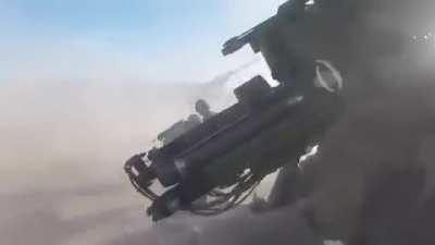 Helmetcam footage showing French artillery engaging ISIS targets with Caesar 155mm SPHs in Iraq (2018).