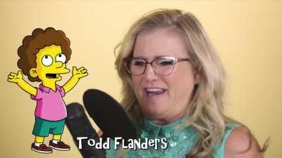 Nancy Cartwright does the voices of 7 Simpsons characters in 40 seconds.