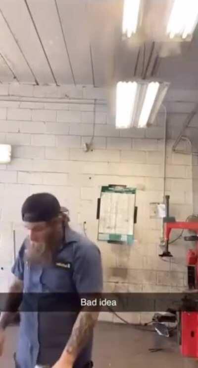 WCGW attaching a wrench to a power drill