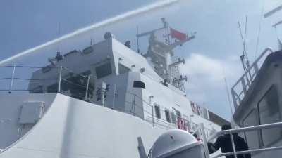 Chinese Coast Guard ship collides with a Philippine Coast Guard ship while firing a water cannon at the latter's navigation and communication equipment (April 30, Scarborough Shoal)