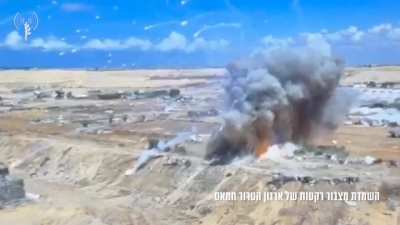 The IDF’s 401st Brigade destroys a Hamas rocket stockpile in Tel al-Sultan, Rafah