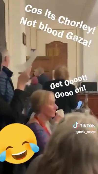 Pro Palestine protesters brake into a town meeting in Chorley discussing waste collections. It didn't go well.