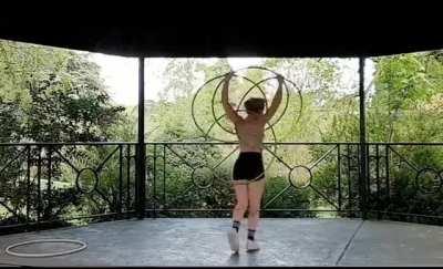 Showing you my favourite hula hoop trick. With an unintentional perfect landing