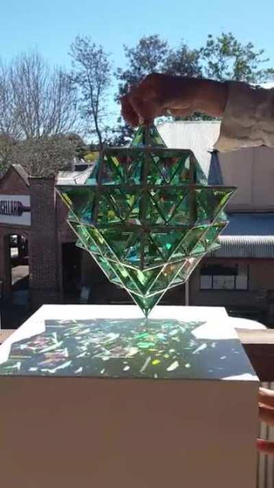 Spinning Glass 64 Tetrahedron. Handcrafted by glass artisan, Asaf Zakay