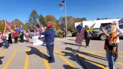 Trump supporters protesting demanding recount outside elections headquarters in the critical swing state of... Rhode Island