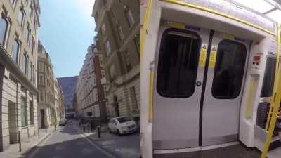 This runner exited a train, ran to the next stop, on got back on the same train.