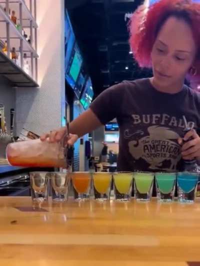 Pouring rainbow shots