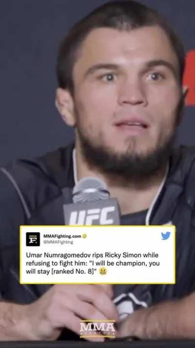 Umar Nurmagomedov in post fight press conference.